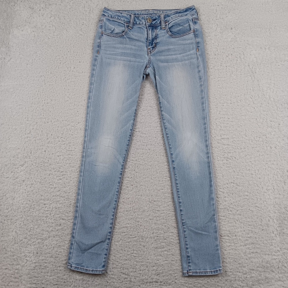 American Eagle Jegging Super Stretch Women 4 Blue Light Wash Low Rise Denim